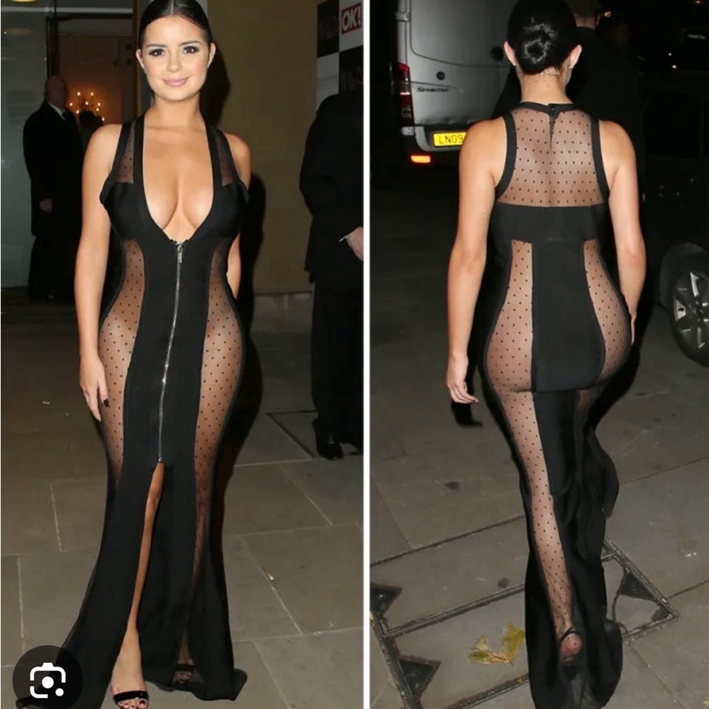 House of CB Black Mesh Zip-Up Dress